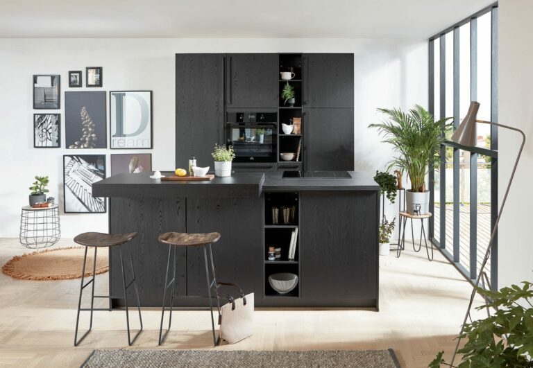 Nobilia Dark Compact Handleless Kitchen With Island 2021 | Kutchenhaus, Warrington