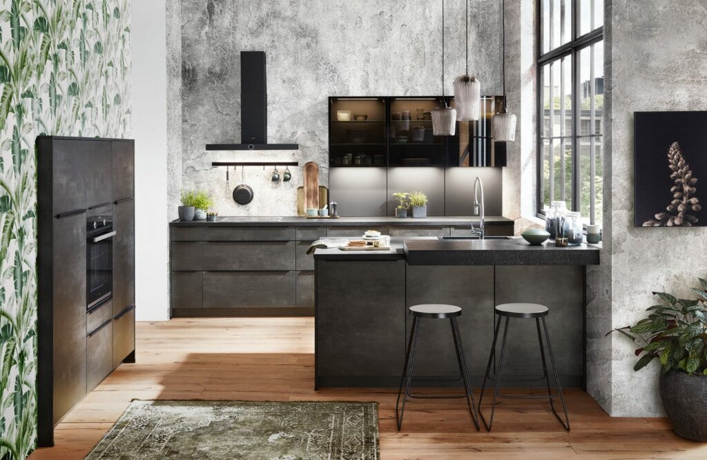 Nobilia Grey Concrete U Shaped Kitchen 2021 1 | Kutchenhaus, Warrington