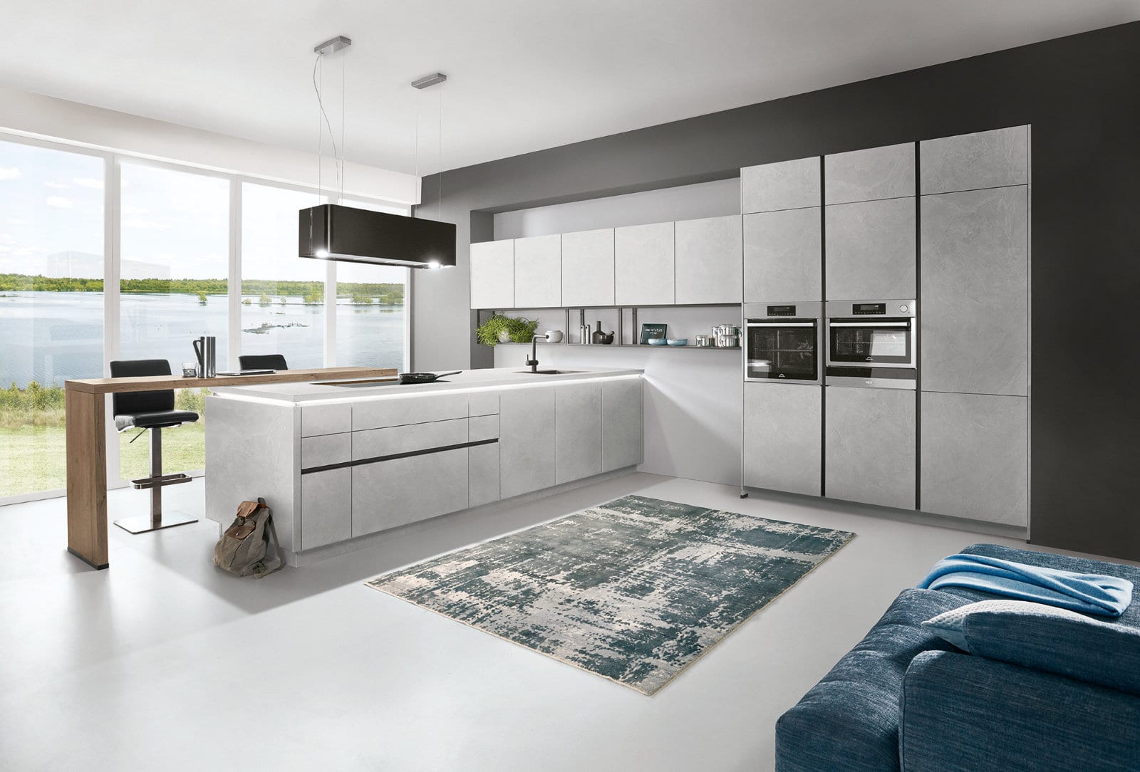 Nobilia Grey Stone Handleless Open Plan Kitchen 2021 6 | Kutchenhaus, Warrington