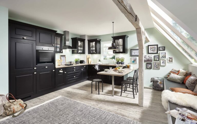 Nobilia Matt Black Shaker Open Plan L Shaped Kitchen 2021 | Kutchenhaus, Warrington