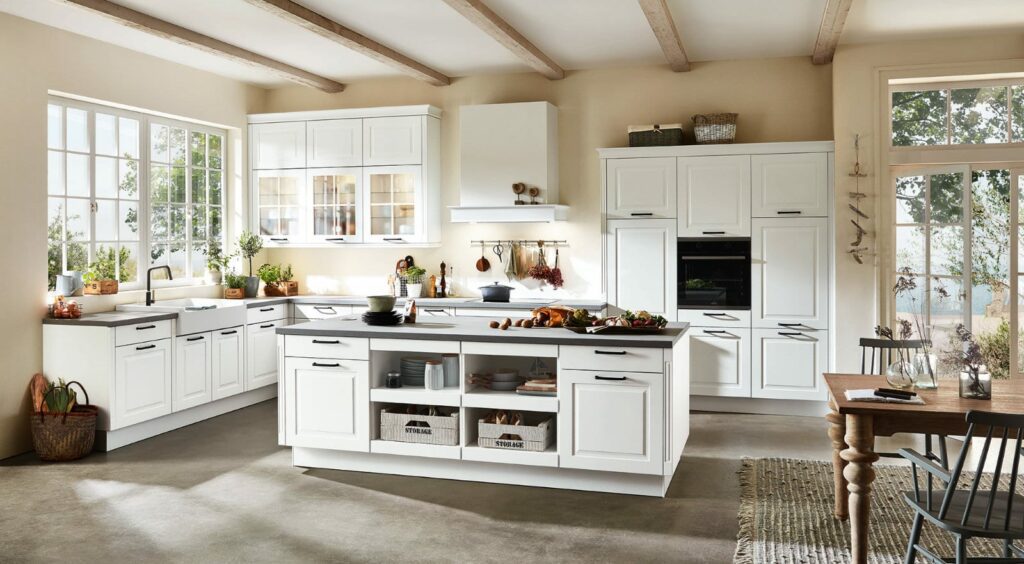 Nobilia Matt White Open Plan Shaker Kitchen With Island 2021 | Kutchenhaus, Warrington