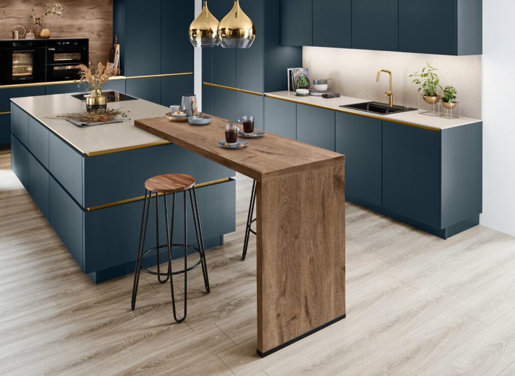 Nobilia Teal Matt Handleless Kitchen With Island 2 | Kutchenhaus, Warrington